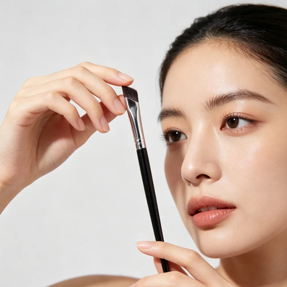 Eyeliner Brush Ultra‑Thin Fine Angle Flat Eyebrow Brush Precise Detail Cosmetic Brush for Under‑Eye Makeup