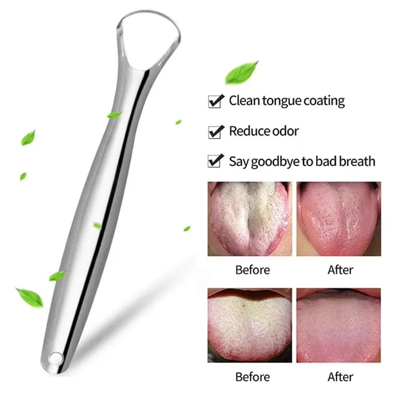 High-Quality Portable Single Layer Tongue Scraper Reusable Stainless Steel Oral Mouth Brush Tongue Scraper Fresh Breath Maker