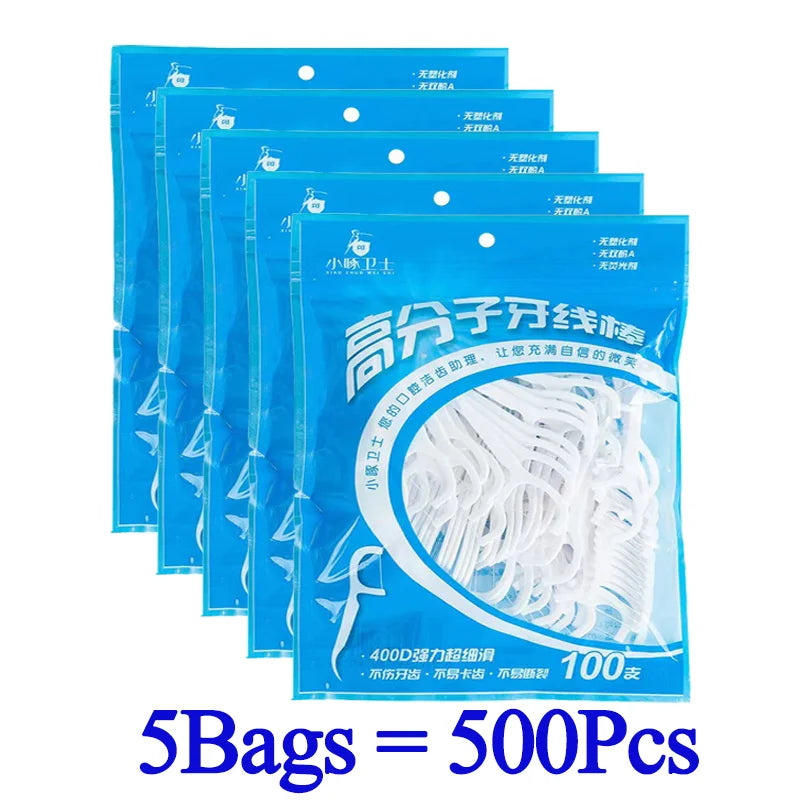 High Tensile Strength Dental Floss Pick Bow Shaped Super Thin Dental Floss Clean Between Teeth Interdental Oral Hygiene Care