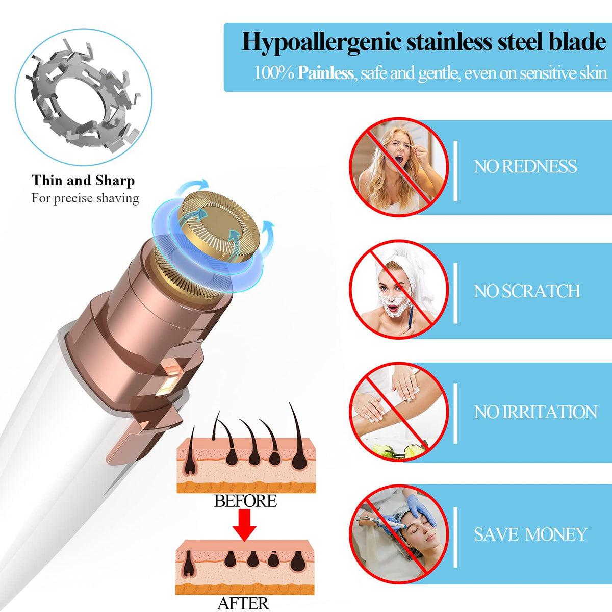 Portable LED Eyebrow Trimmer and Facial Hair Remover
