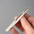 Stainless Steel Eyebrow Clips for Precision Beard and Mustache Trimming Gentle on Light Beige Round Head Tweezers