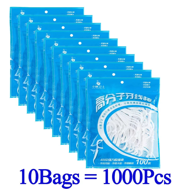 High Tensile Strength Dental Floss Pick Bow Shaped Super Thin Dental Floss Clean Between Teeth Interdental Oral Hygiene Care